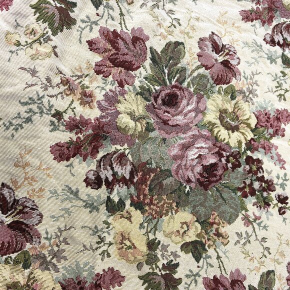 Source Unknown Other - Roses Colonial Floral Jacquard Tapestry Upholstery 1 yrd  Fabric NEW  VTG